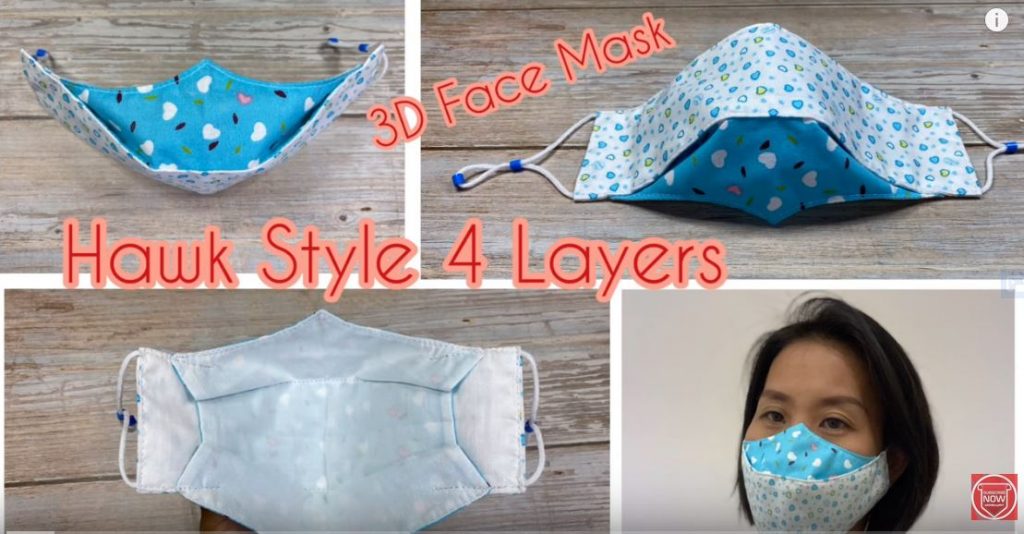 3D Face Mask Hawk Style 4 Layers No Pattern AON Easy DIY